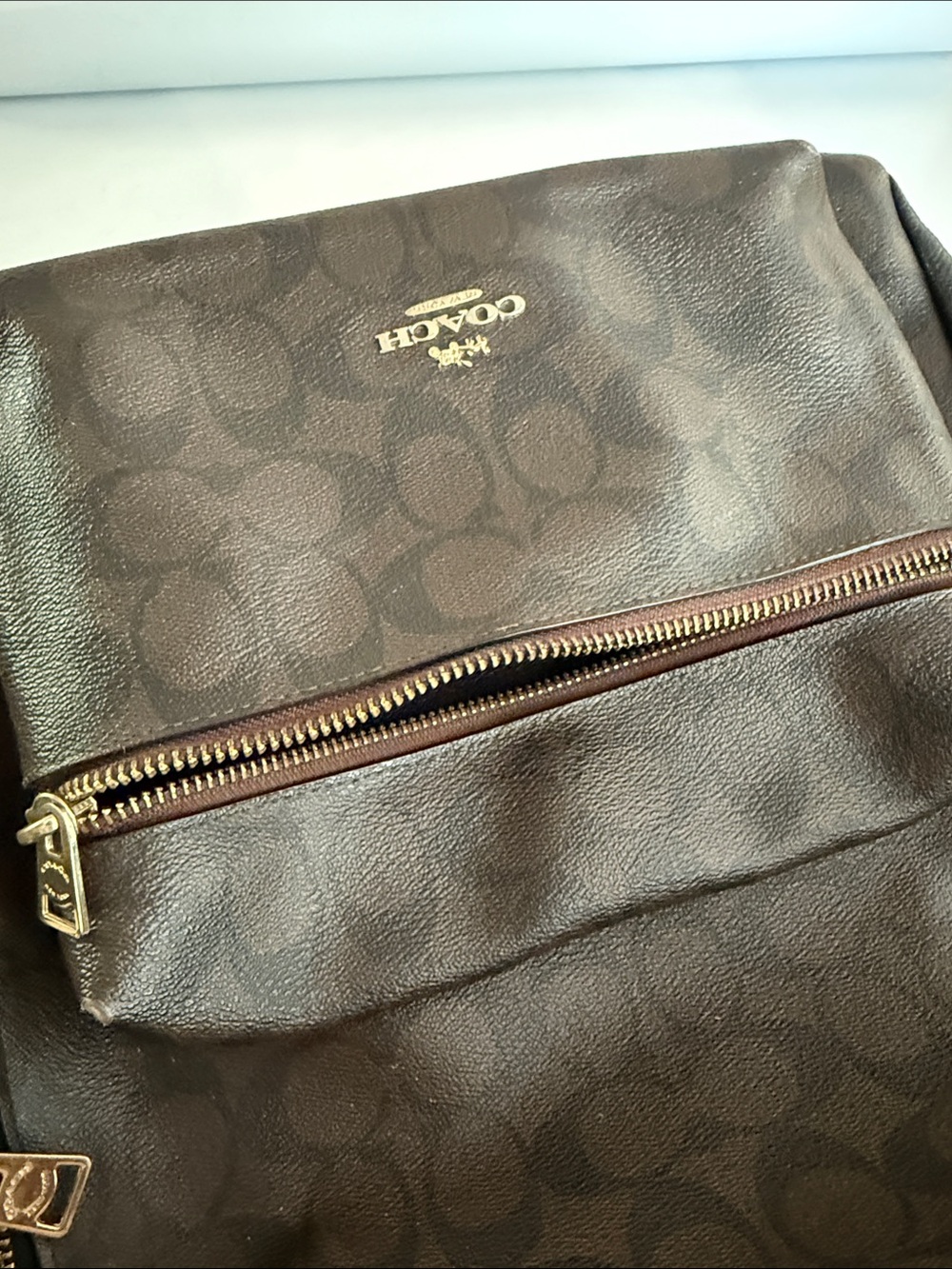 COACH Brown & Black Signature Canvas Backpack - Picture 5 of 5